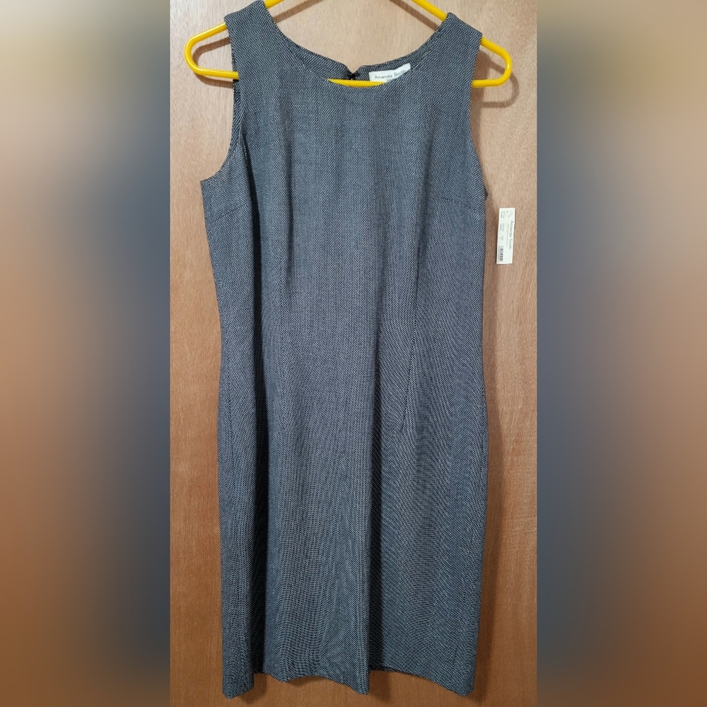 Amanda Smith Lined Black & Tan Sleeveless Career Dress Size 8.